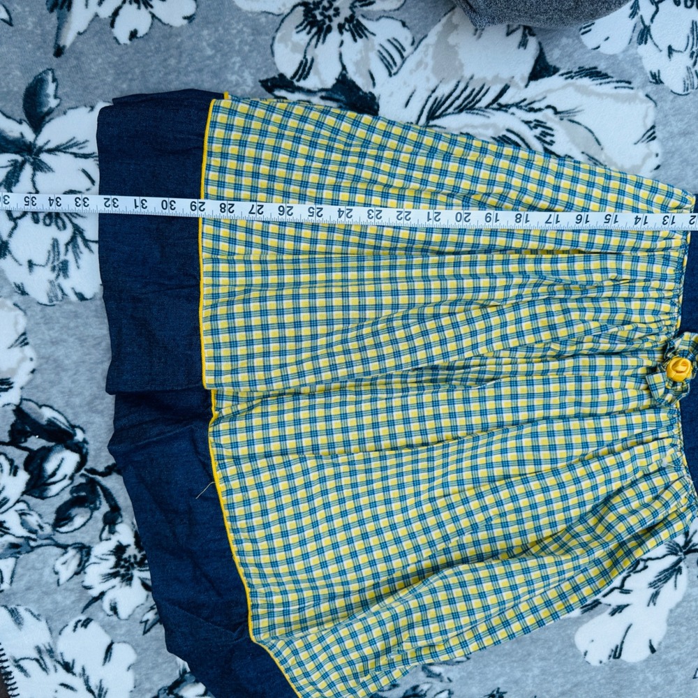 Vintage Narci Stell Dress Kids Size 10 Yellow Blue Plaid New With Tags Folk Lace - Picture 12 of 12